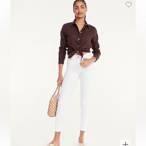 J Crew mid rise toothpick skinny white jeans